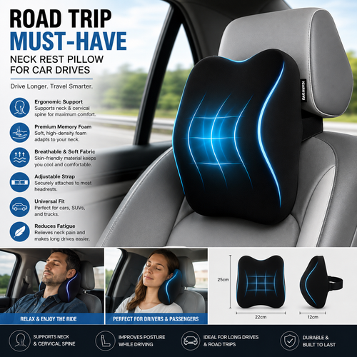 Car Neckrest Memory Foam Pillow for Neck Support