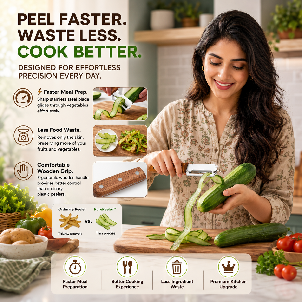 PurePeeler™ – Stainless Peeler | High-Grade Durability | Clean, Precision Peeling + Bottle Opener