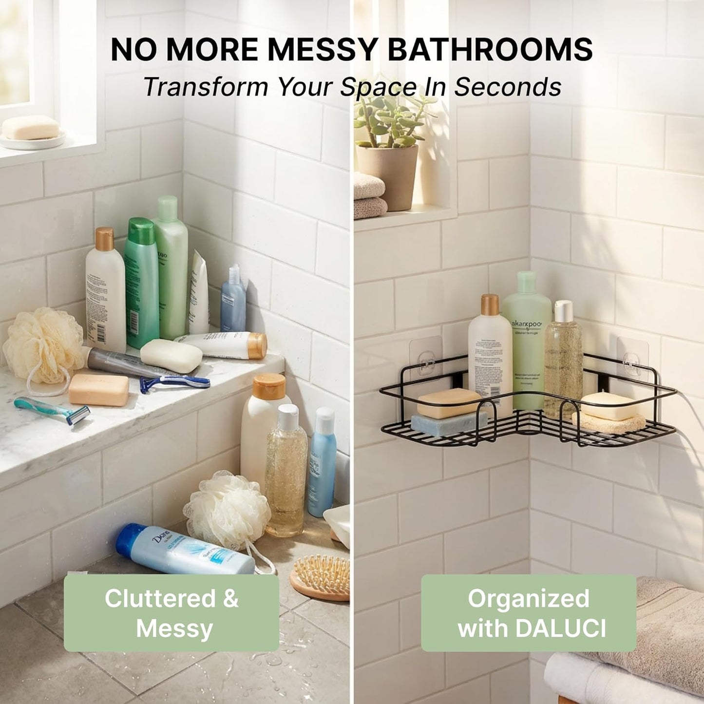 Self-Adhesive Bathroom Corner Shelf for Wall