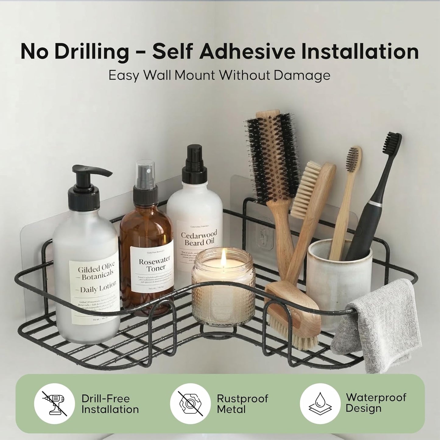 Self-Adhesive Bathroom Corner Shelf for Wall