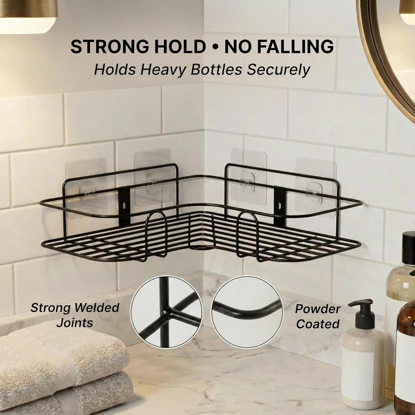 Self-Adhesive Bathroom Corner Shelf for Wall