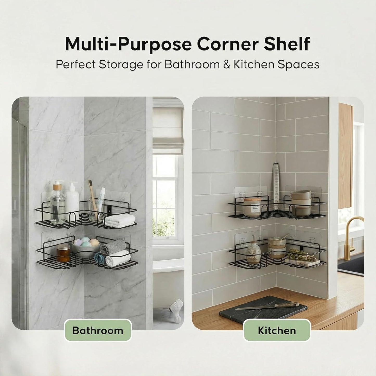Self-Adhesive Bathroom Corner Shelf for Wall