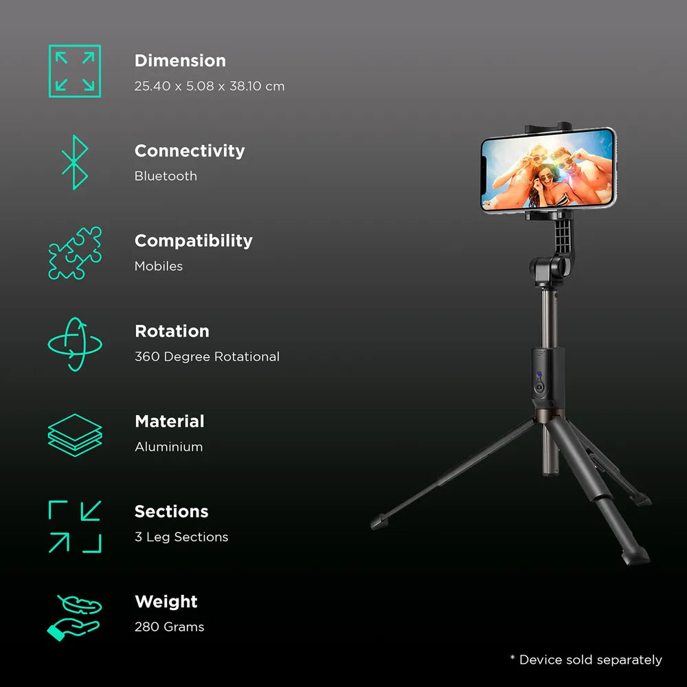 MIVI GADGET - Wireless Bluetooth Foldable XT-02 (K10) Mini Tripod Extendable Selfie Stick